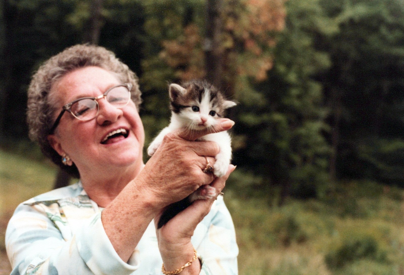 Woman holding a kitten